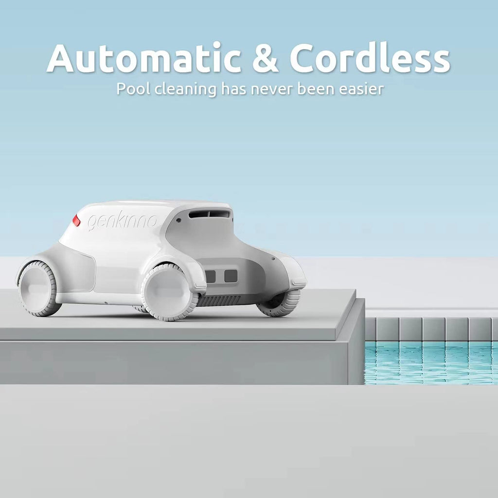 Genkinno P1 Cordless Automatic Robotic Pool Cleaner with Remote Controller for Above/In-Ground Flat Pools up to 1614 sq. ft.