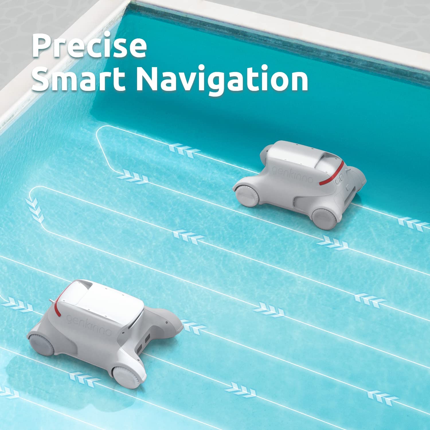 Genkinno P1 Cordless Automatic Robotic Pool Cleaner with Remote Controller for Above/In-Ground Flat Pools up to 1614 sq. ft.