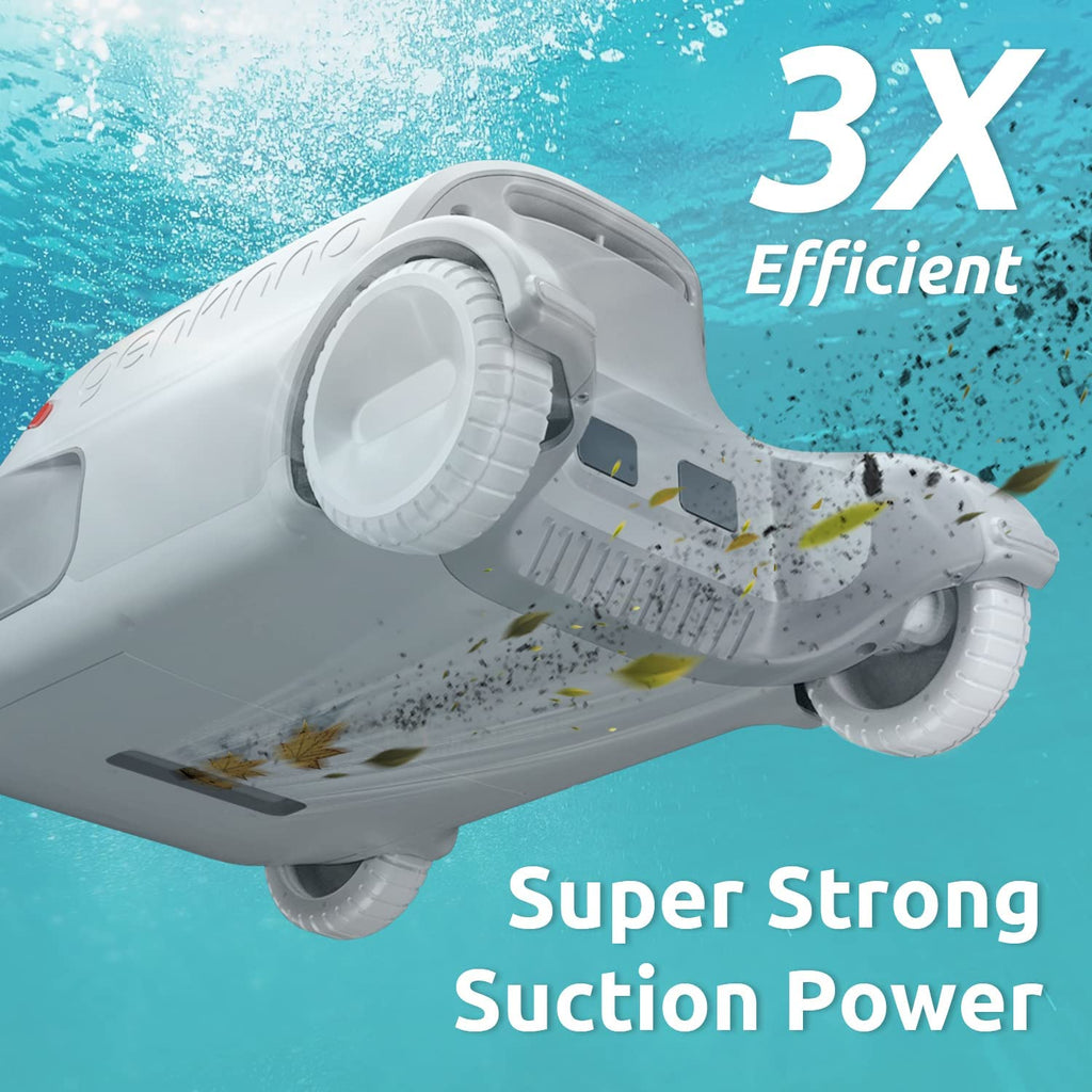 Genkinno P1 Cordless Automatic Robotic Pool Cleaner with Remote Controller for Above/In-Ground Flat Pools up to 1614 sq. ft.