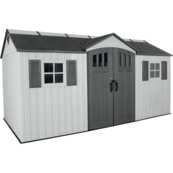 15′ x 8′ Dual Entry Outdoor Storage Shed, Gray