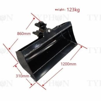 47″ (1200mm) Heavy-Duty Hydraulic Tilting Bucket – For 2 to 3.5-Ton Mini Excavators